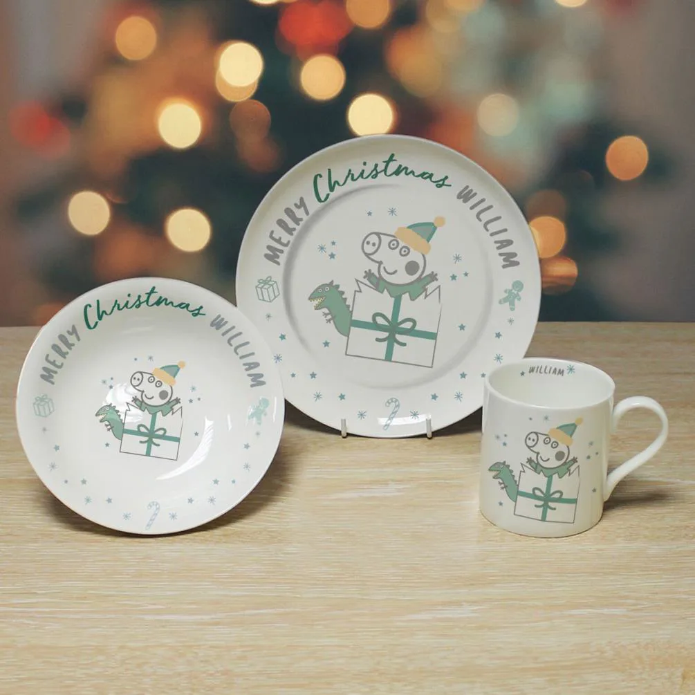 Personalised Peppa Pig George Pig Christmas Breakfast Set Extra Image 1