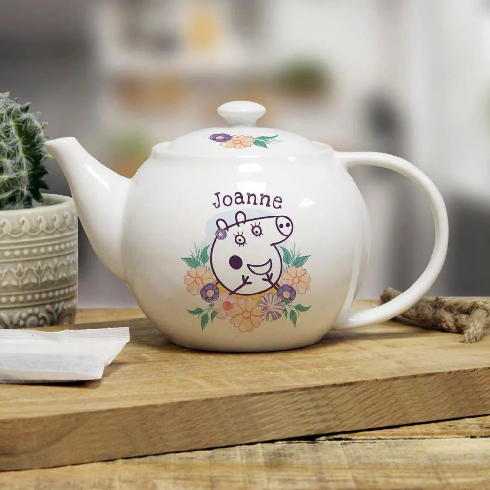 Personalised Peppa Pig Mummy Pig Floral Teapot Extra Image 1