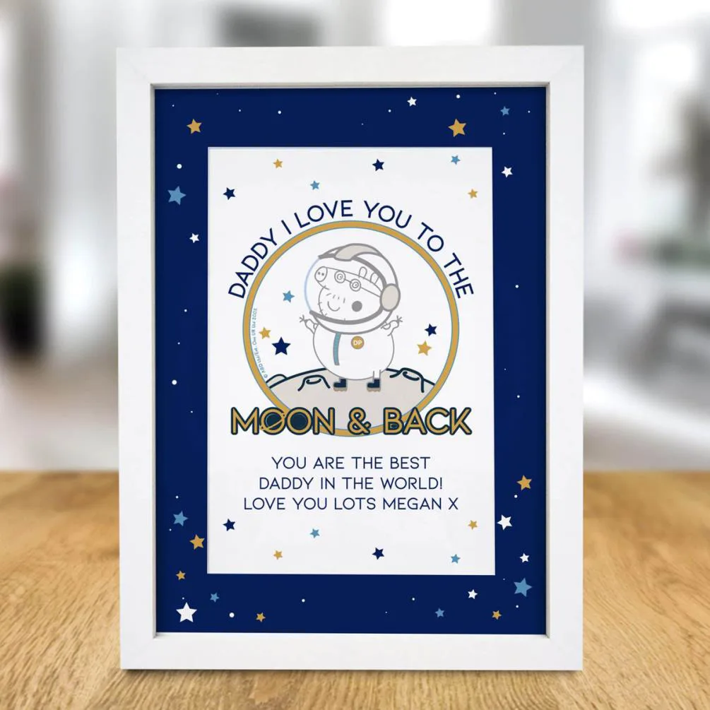 Personalised Peppa Pig Daddy Moon & Back A4 Framed Print Extra Image 1