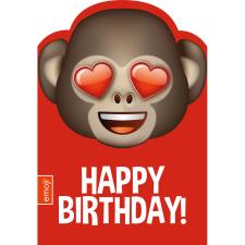 Monkey Hearts Happy Birthday Emoji Birthday Card