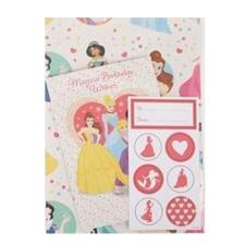 Disney Princess Birthday Card, Gift Wrap & Stickers Set