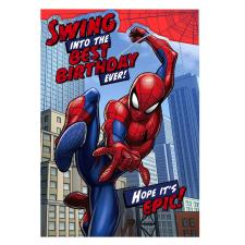 Spiderman Swinging In Birthday Card