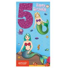 Emoji Mermaid 5th Birthday Card