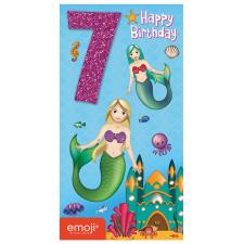 Emoji Mermaid 7th Birthday Card