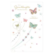 Butterflies & Flowers Granddaughter Birthday Card