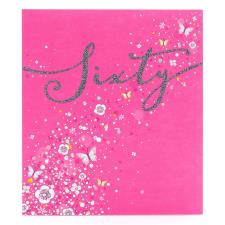 Hot Pink & Silver Sixty 60th Birthday Card