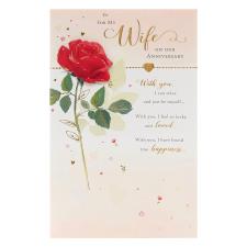 Red Rose Wife Anniversary Card