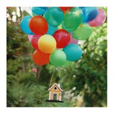 House & Balloons Photographic New Home Card