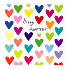 Colourful Hearts Happy Anniversary Card