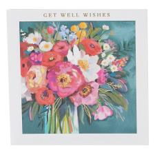 Floral Painted Design Get Well Soon Card