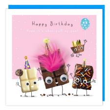Fluff Chocolate Faces Happy Birthday Card
