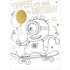 Despicable Me Colour In Birthday Card with Poster