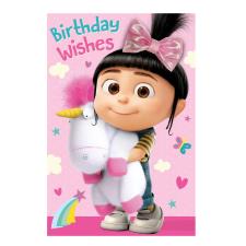 Agnes &amp; Fluffy Minions Birthday Card With Hair Clip