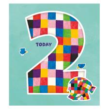 2 Today Elmer The Elephant 2nd Birthday Card