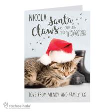 Personalised Rachael Hale Santa Claws Christmas Cat Card