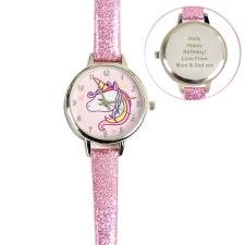 Personalised Unicorn with Pink Glitter Strap Watch