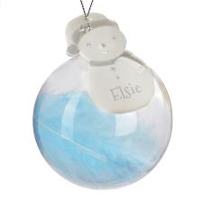 Personalised Snowman Acrylic Blue Feather Bauble