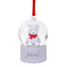 Personalised Teddy Bear Glitter Snow Globe Tree Decoration