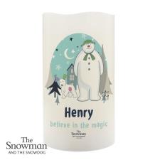 Personalised The Snowman &amp; The Snowdog LED Candle