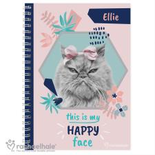 Personalised Rachael Hale Happy Face Cat A5 Notebook