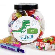 Personalised Be Roarsome Dinosaur Sweet Jar