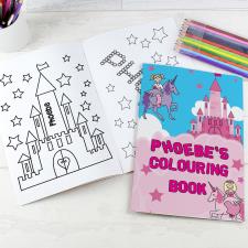Personalised Princess &amp; Unicorn Colouring Book with Pencil Crayons
