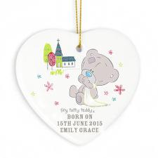 Personalised Tiny Tatty Teddy Ceramic Heart Decoration