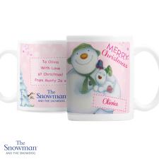 Personalised The Snowman &amp; The Snowdog Pink Mug