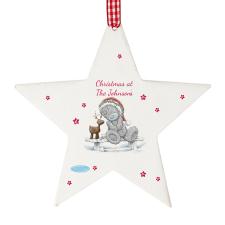 Personalised Me to You Reindeer Wooden Star Decoration