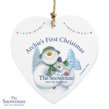 Personalised The Snowman &amp; The Snowdog Heart Decoration
