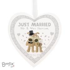 Personalised Boofle  Wooden Heart Wedding Large Decoration