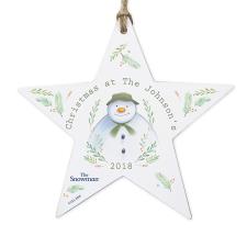 Personalised The Snowman Wooden Star Decoration