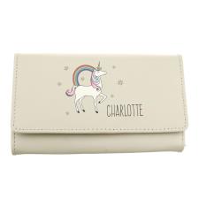 Personalised Unicorn Cream Leather Purse