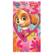 3 Today Pink Paw Patrol 3rd Birthday Card