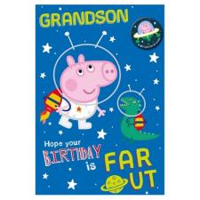 Grandson Peppa Pig Birthday Card With Badge
