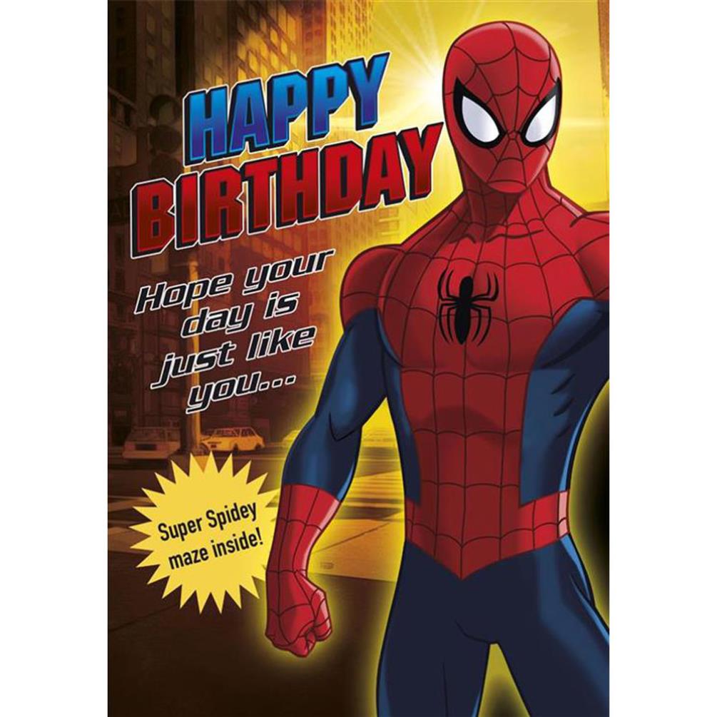 Happy Birthday Marvel Spiderman Activity Birthday Card (25455510