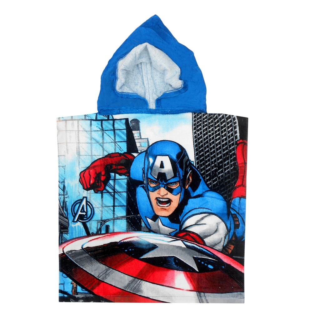 Marvels Captain America Children Kids Beach Mini Hooded Poncho Towel 