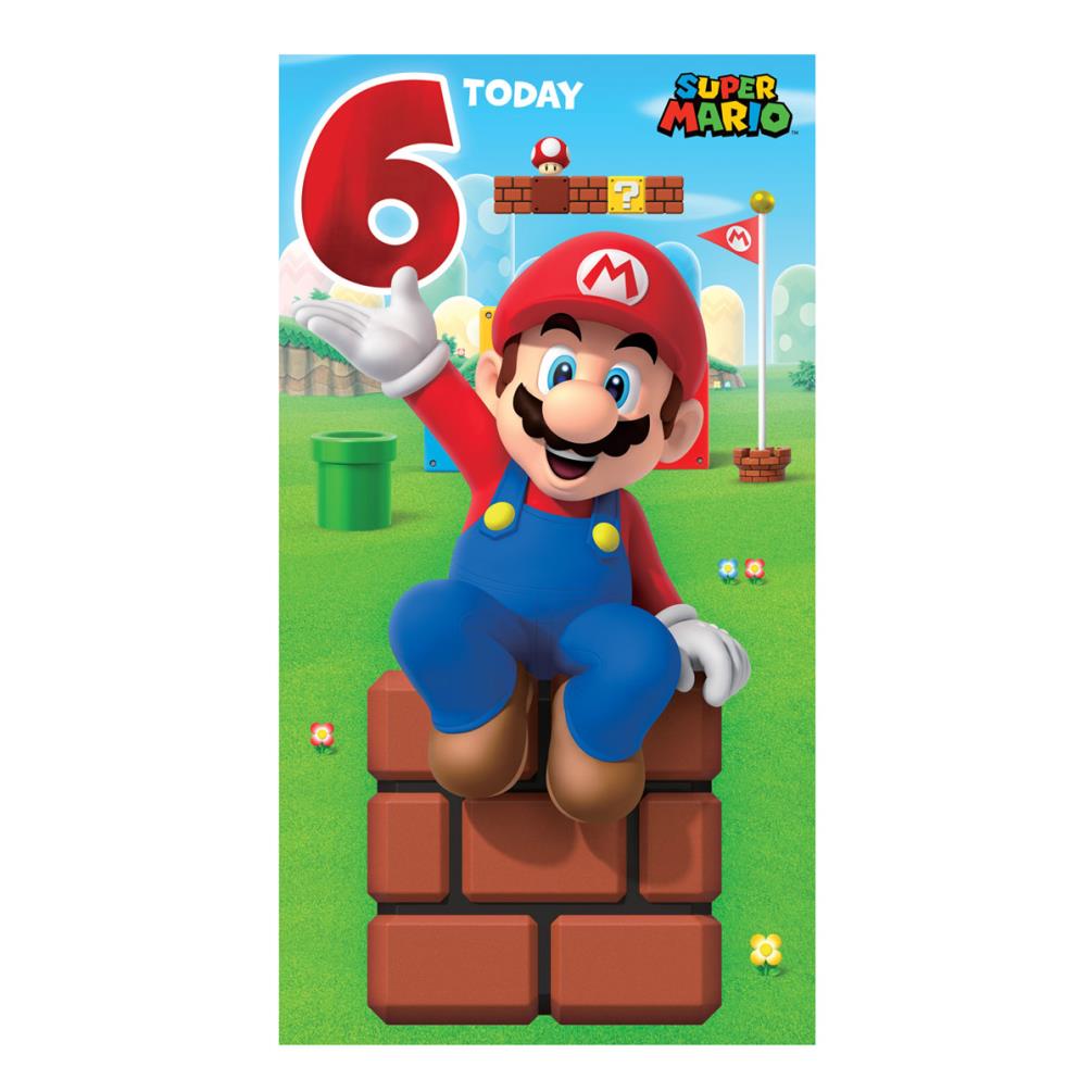 6 Today Super Mario 6th Birthday Card MW013 Character Brands