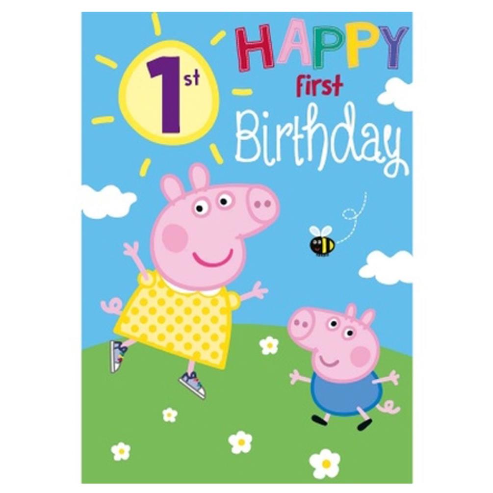 Happy First Birthday Peppa Pig 1st Birthday Card Pg001 Character Brands