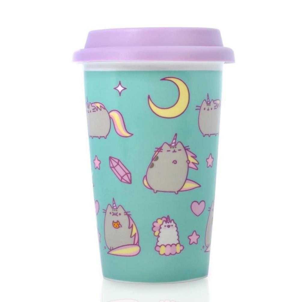 pusheen ceramic travel mug