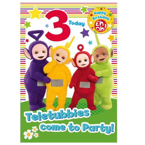 3rd Birthday Teletubbies Card with Badge  £2.10