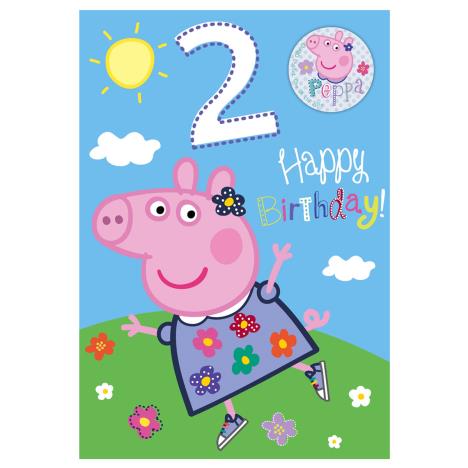 2nd Birthday Peppa Pig Birthday Card with Badge  £1.99