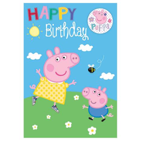Happy Birthday Peppa Pig Birthday Card with Badge  £1.99