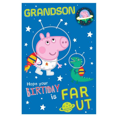 Grandson Peppa Pig Badged Birthday Card  £2.39