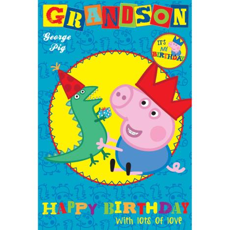 Grandson Peppa Pig Birthday Card With Badge  £2.69
