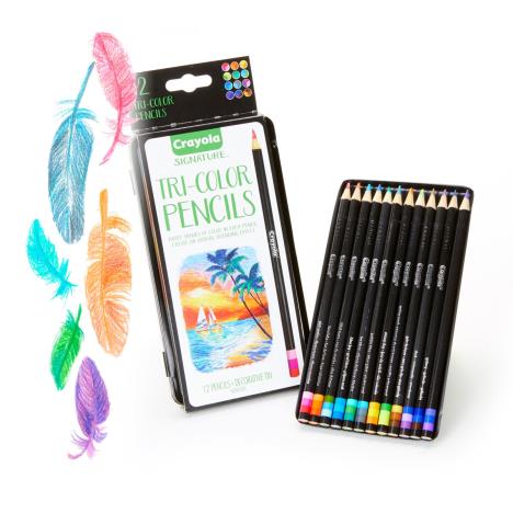 Crayola Tri-Shade Colouring Pencils In Tin  £8.49