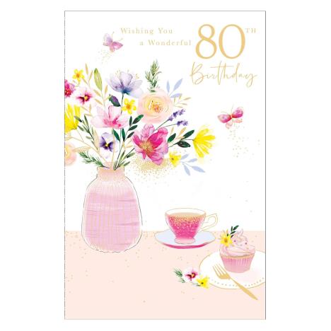 Floral Vase Wonderful 80th Birthday Card   £2.50