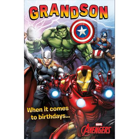 Grandson Marvel Avengers Birthday Card With Badge  £2.49