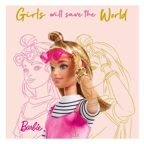 Girls Will Save The World Barbie Square Card  £2.10