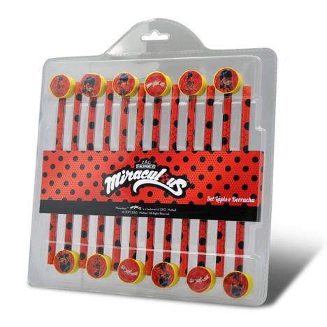 Miraculous Ladybug 12pc Pencil & Eraser Topper Set  £5.49